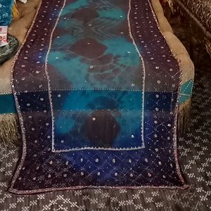 TYE DYE BLUE VINTAGE INDIAN SHAWL